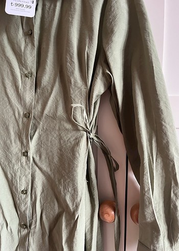 Uzun Kollu Keten Kadın Elbise - Görsel 4