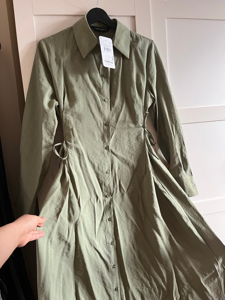 Uzun Kollu Keten Kadın Elbise - Görsel 3