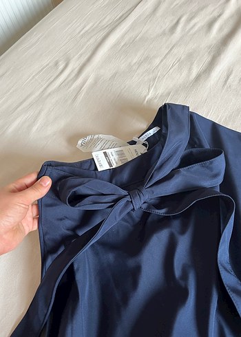 Lacivert Midi Drapeli Kadın Etek - Görsel 6