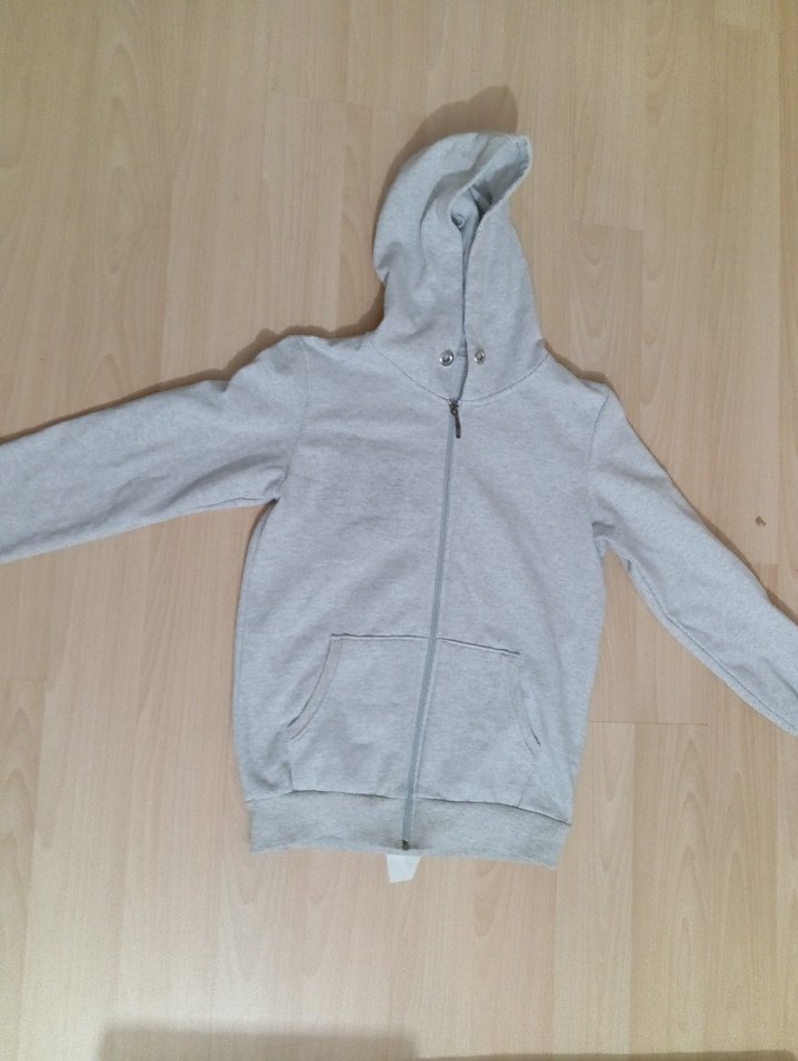 Gri Fermuarlı Kadın Sweatshirt - Görsel 3