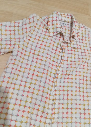 Düğmeli, kısa kollu, bol kesim gömlek - Görsel 3