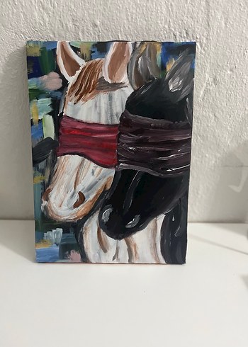 Renkli Atlar Temalı Yağlı Boya Tablo 25x35 - Görsel 2