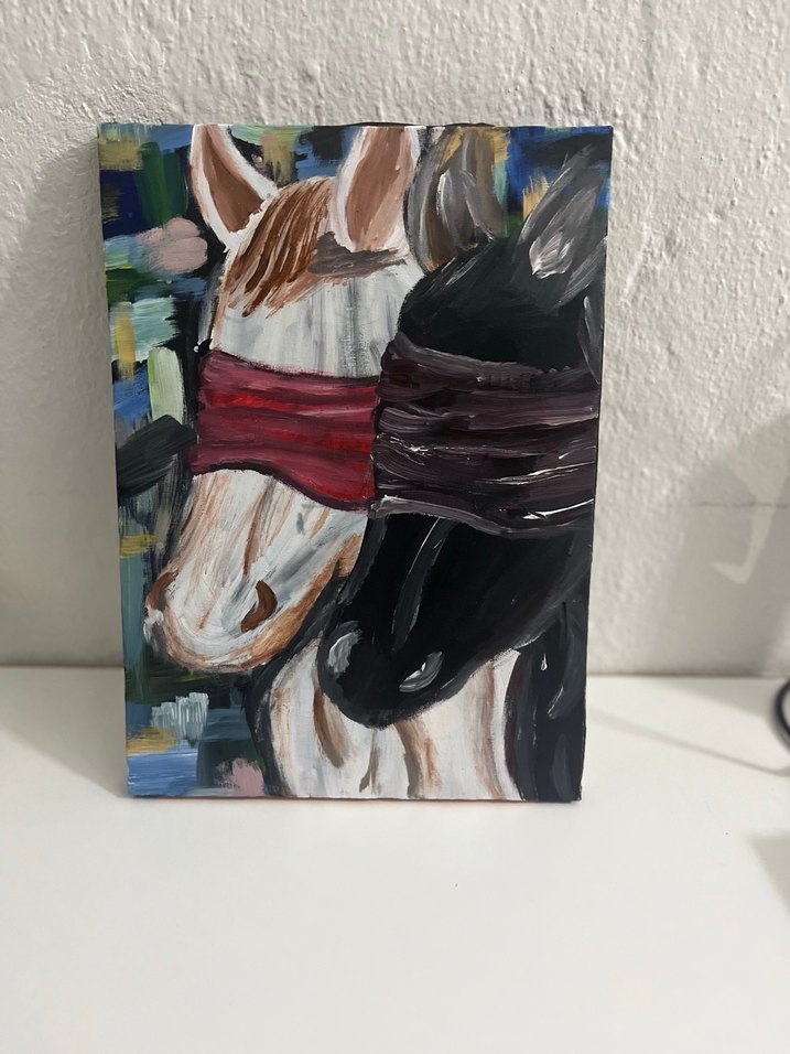 Renkli Atlar Temalı Yağlı Boya Tablo 25x35 - Görsel 2