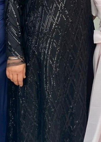 Uzun Kollu Siyah İşlemeli Gotik Abiye Elbise - Görsel 3