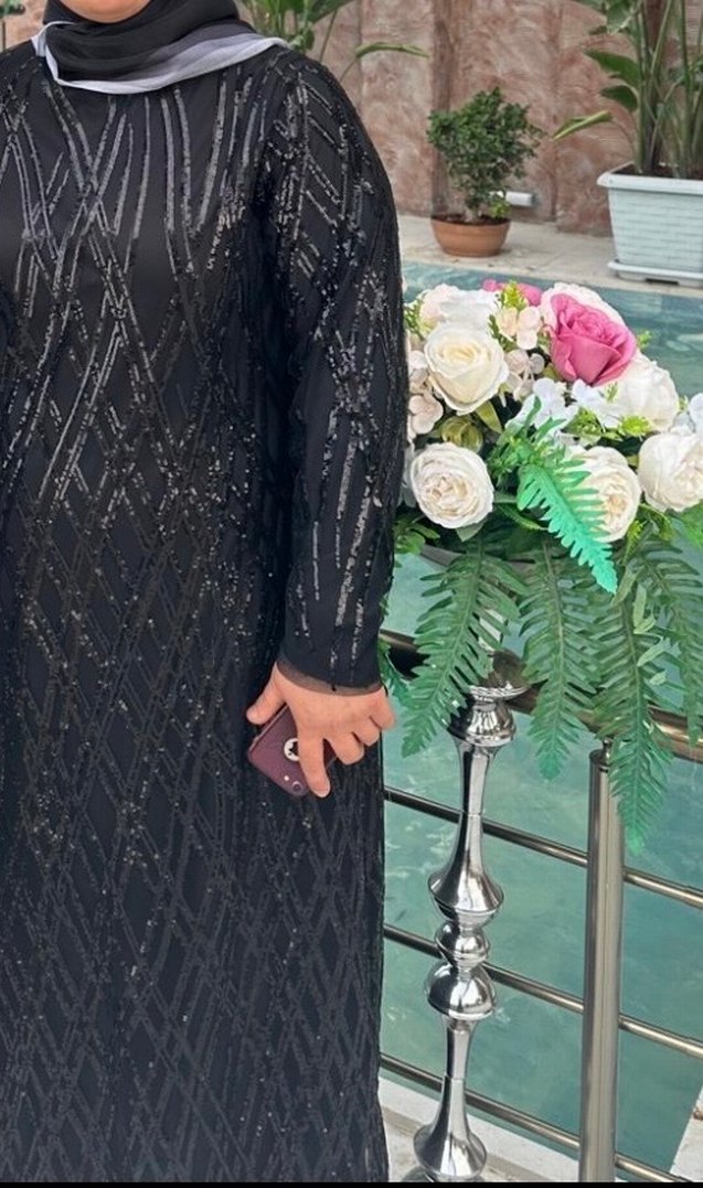 Uzun Kollu Siyah İşlemeli Gotik Abiye Elbise - Görsel 2