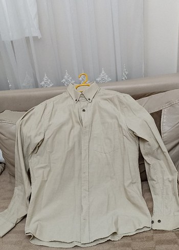 Bej Keten Erkek Uzun Kollu Gömlek - Görsel 3