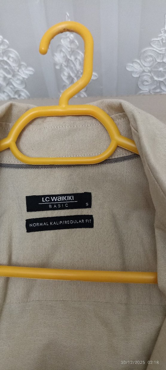 Bej Keten Erkek Uzun Kollu Gömlek - Görsel 2