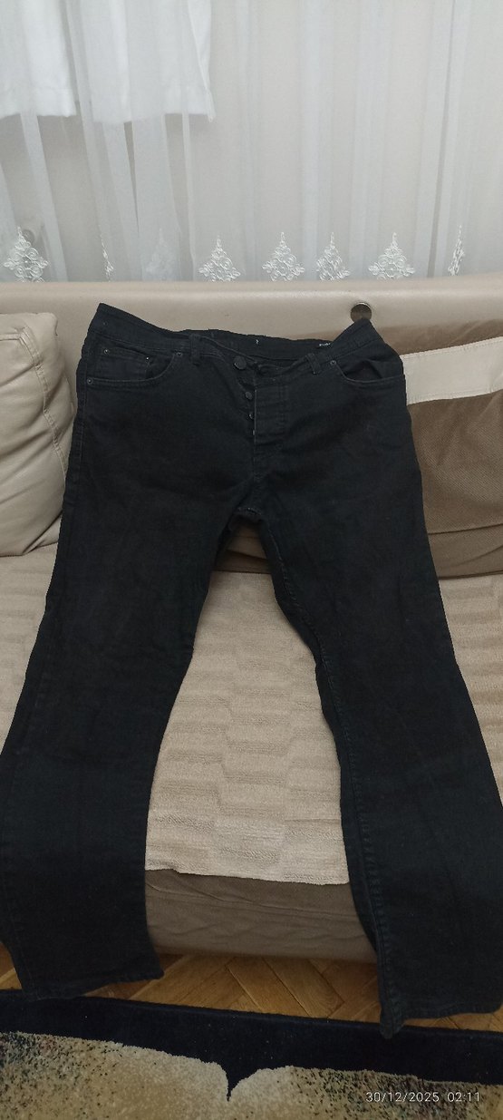 Erkek Siyah Dar Kesim Kot Pantolon - Görsel 4