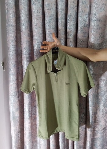 Erkek Haki Fermuarlı Polo Tişört - Görsel 4