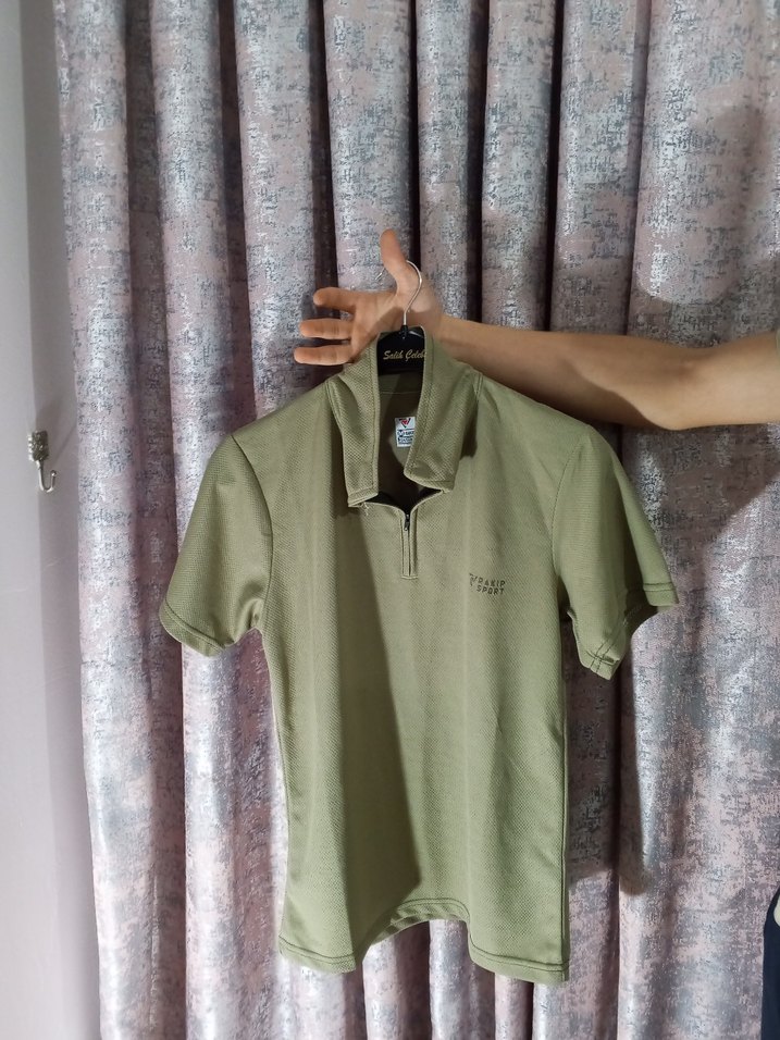 Erkek Haki Fermuarlı Polo Tişört - Görsel 4