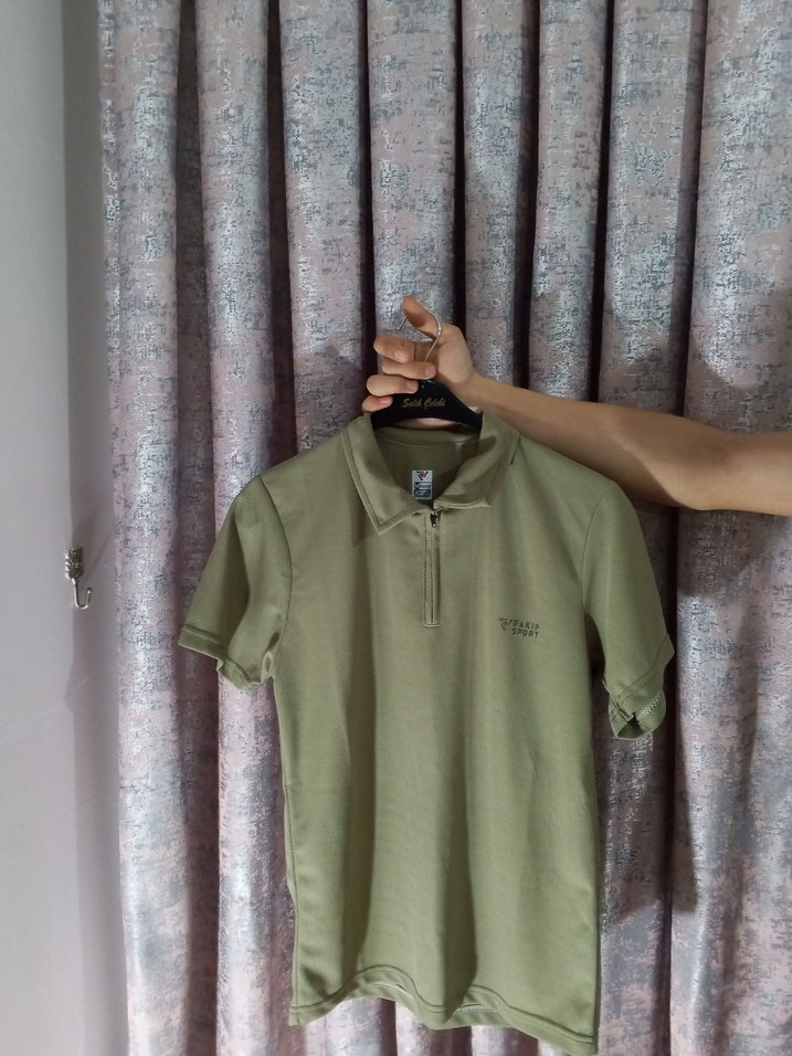 Erkek Haki Fermuarlı Polo Tişört - Görsel 2