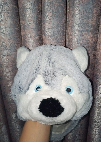 Gri Kurt Figürlü Peluş Şapka - Görsel 5