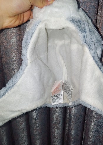 Gri Kurt Figürlü Peluş Şapka - Görsel 3