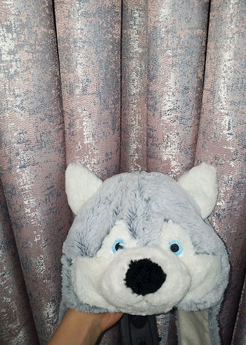 Gri Kurt Figürlü Peluş Şapka - Görsel 9