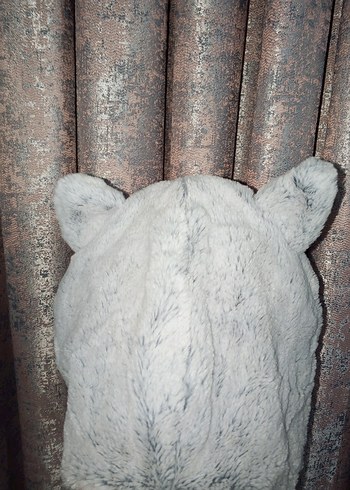 Gri Kurt Figürlü Peluş Şapka - Görsel 8