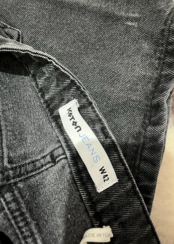 Gri -Siyah  Mini Kot Şort Rahat Kesim - Görsel 4