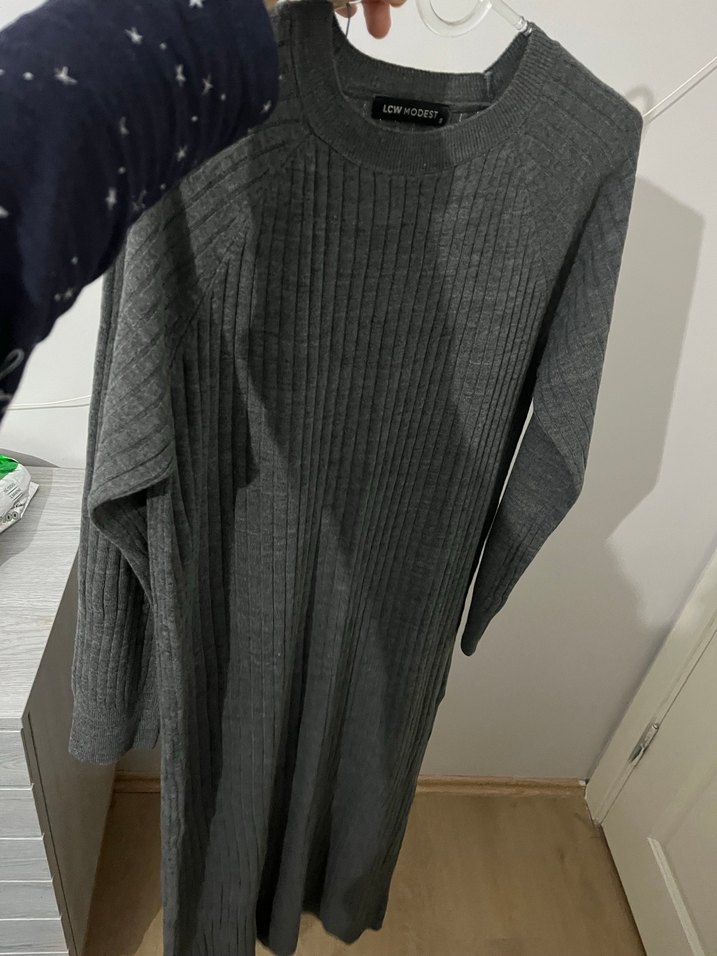 Gri Kadın Triko elbise - Görsel 4