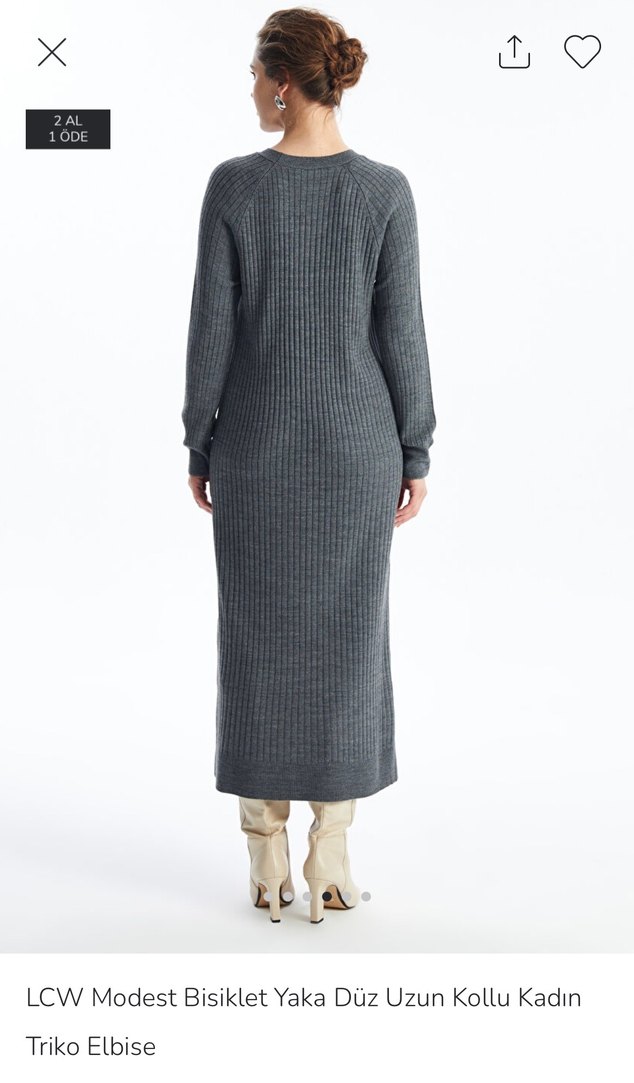 Gri Kadın Triko elbise - Görsel 2