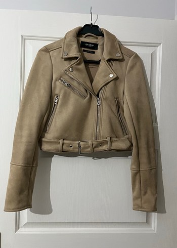 Bej Süet Kemerli Nubuk Ceket - Görsel 3