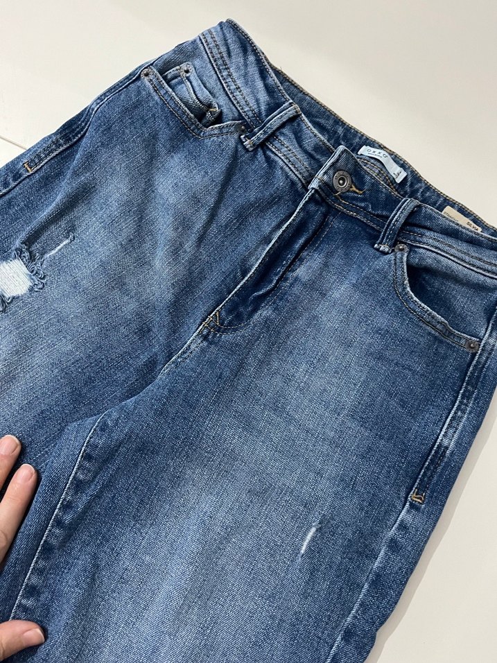 Kadın Mavi Denim Midi Boy Bol Paça Jean - Görsel 3