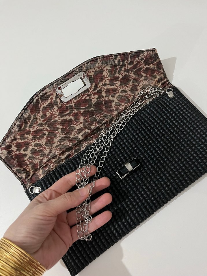 Kadın Siyah Pilili Clutch Çanta - Görsel 4