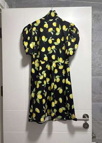 Sarı Baskılı Midi Elbise - Görsel 2