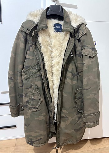 Kürk Detaylı Kamuflaj Kadın mont ceket - Görsel 5