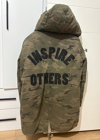 Kürk Detaylı Kamuflaj Kadın mont ceket - Görsel 3