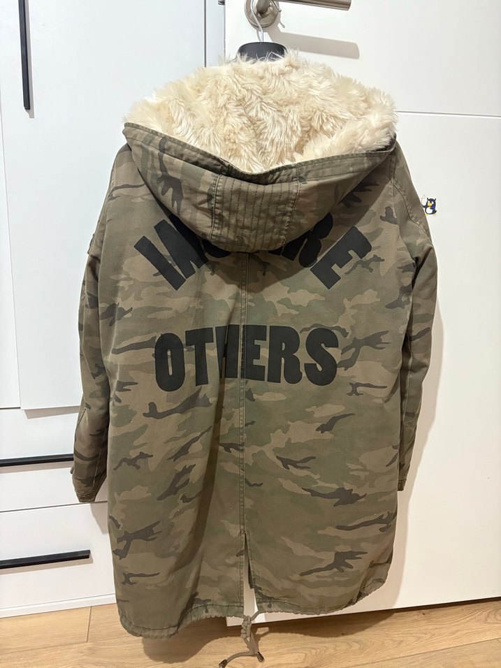 Kürk Detaylı Kamuflaj Kadın mont ceket - Görsel 4