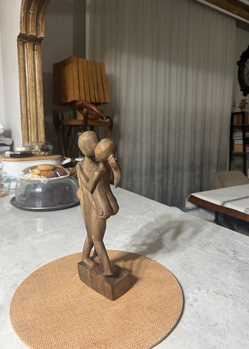 Kahverengi Ahşap Çift Figürin - Görsel 2