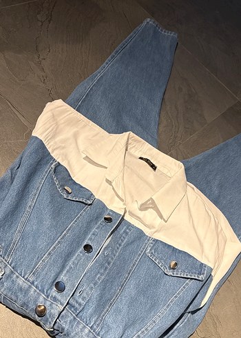 Kadın Mavi Denim Uzun Tulum - Görsel 4