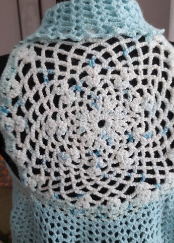 Kız Çocuk Turkuaz Dantel Örgü Bolero - Görsel 4