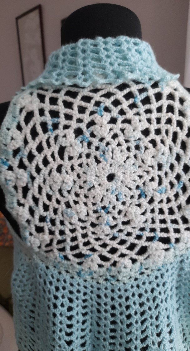 Kız Çocuk Turkuaz Dantel Örgü Bolero - Görsel 4