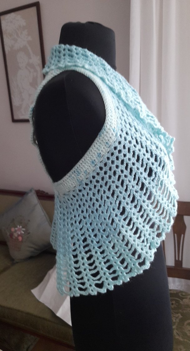 Kız Çocuk Turkuaz Dantel Örgü Bolero - Görsel 2