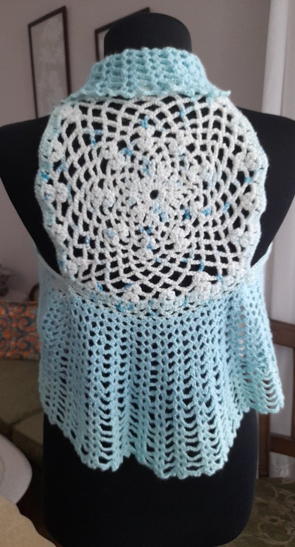 Kız Çocuk Turkuaz Dantel Örgü Bolero - Görsel 3