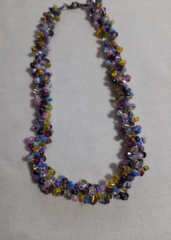 Uzun Renkli Boncuklu Bohem Kolye - Görsel 2