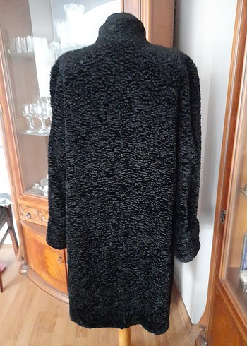 Siyah Uzun Kadın Peluş Kaban - Görsel 5