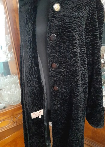 Siyah Uzun Kadın Peluş Kaban - Görsel 4