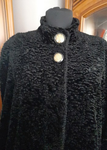 Siyah Uzun Kadın Peluş Kaban - Görsel 2