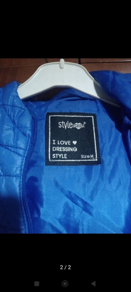 Mavi Fermuarlı Kadın Kışlık Ceket - Görsel 2