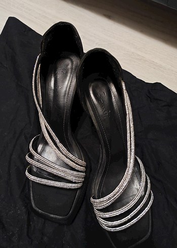 Bambi Mat Siyah Saten Kadın Abiye Ayakkabı - Görsel 4