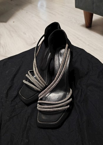 Bambi Mat Siyah Saten Kadın Abiye Ayakkabı - Görsel 5