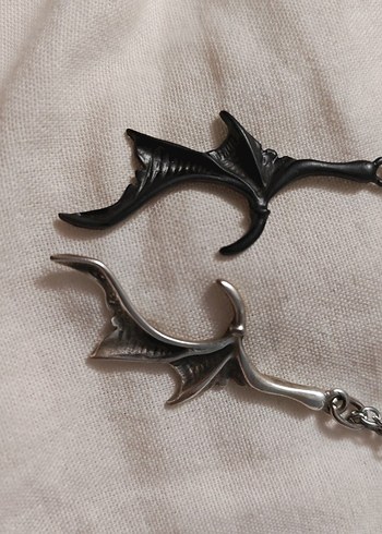 Gotik Ejder Kanatlı Çift Kolye - Görsel 4