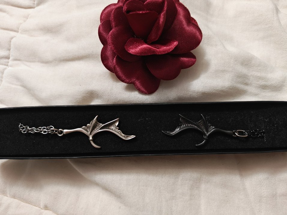 Gotik Ejder Kanatlı Çift Kolye - Görsel 5