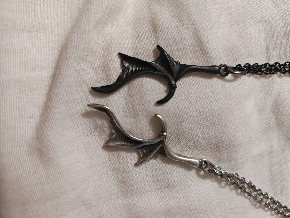 Gotik Ejder Kanatlı Çift Kolye - Görsel 4