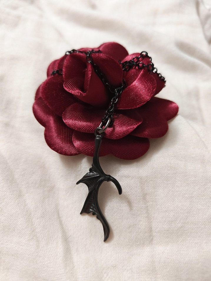 Gotik Ejder Kanatlı Çift Kolye - Görsel 3