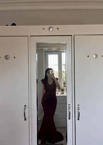 Balık model bordo elbise - Ana görsel