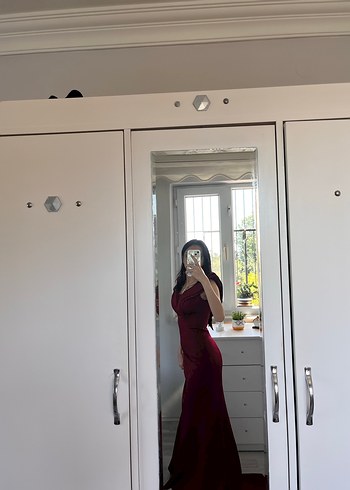 Balık model bordo elbise - Görsel 2