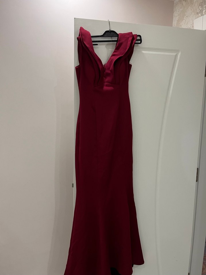 Balık model bordo elbise - Görsel 4