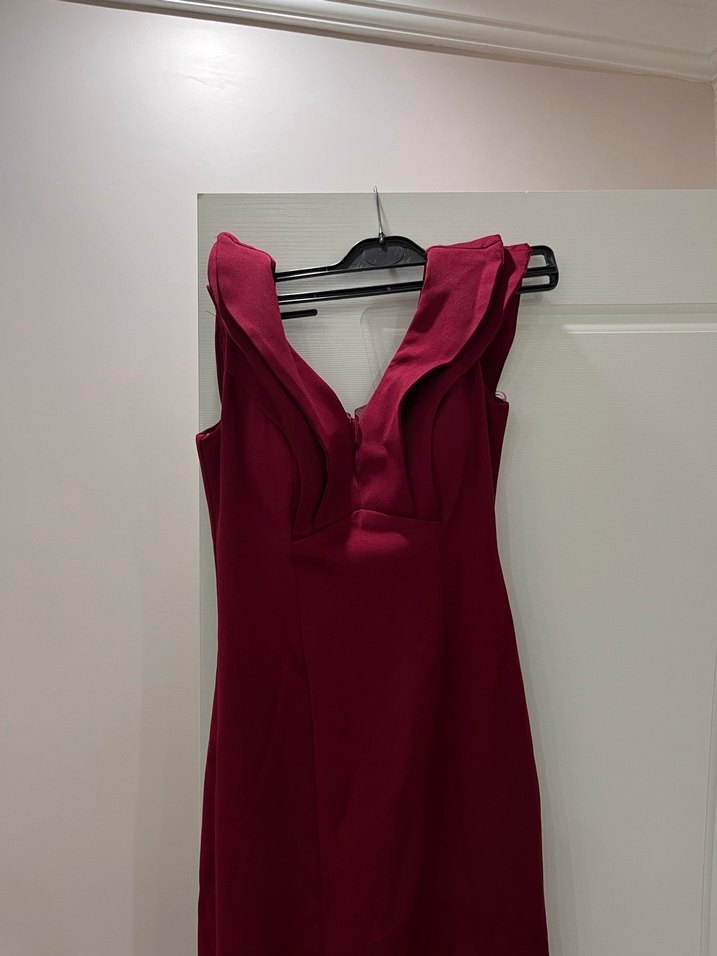 Balık model bordo elbise - Görsel 3